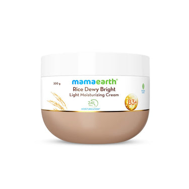 Mamaearth Rice Dewy Bright Light Moisturizing Cream With Rice Water & Niacinamide For Glass-Skin 200G |For Face, Hands & Body|24H Long-Lasting Moisturization|Non-Greasy Quick Absorbing, All Skintypes